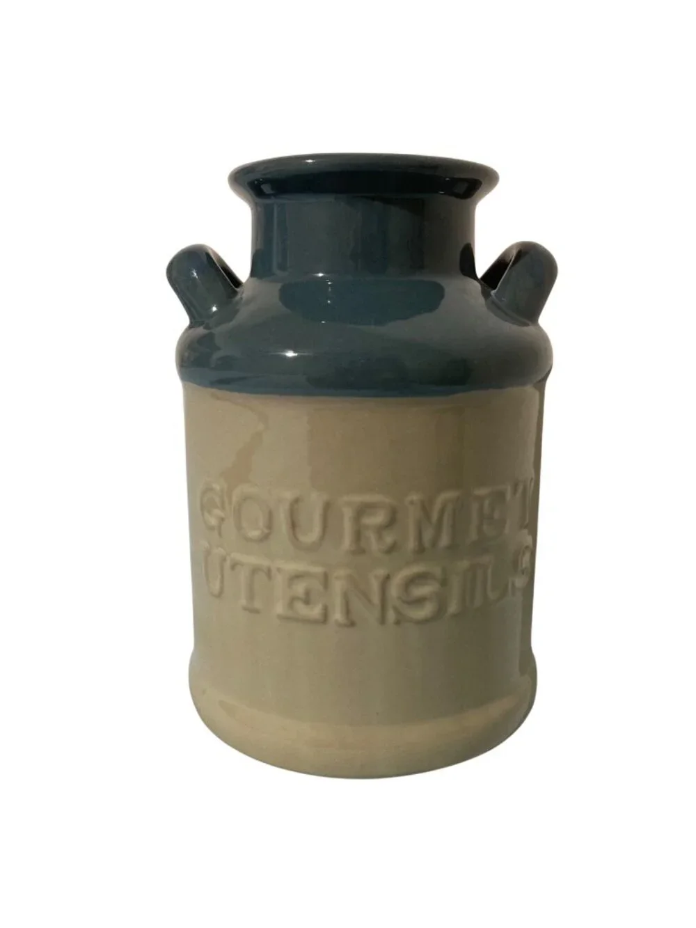 Milk Can Gourmet Utensil Blue Kitchen Redware Container Crock